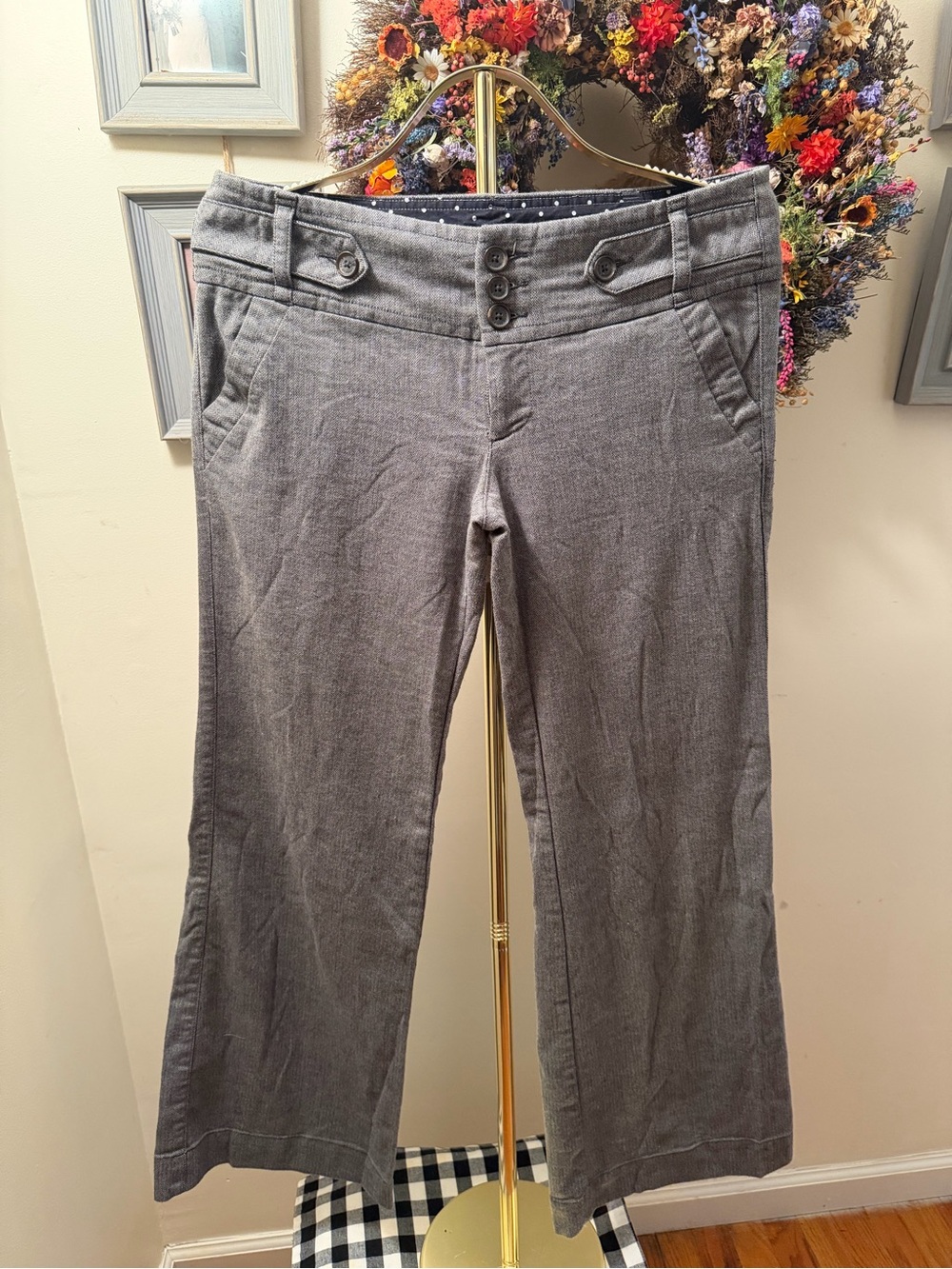 American Eagle Outfitters Gray Wide-Leg Dress Pants